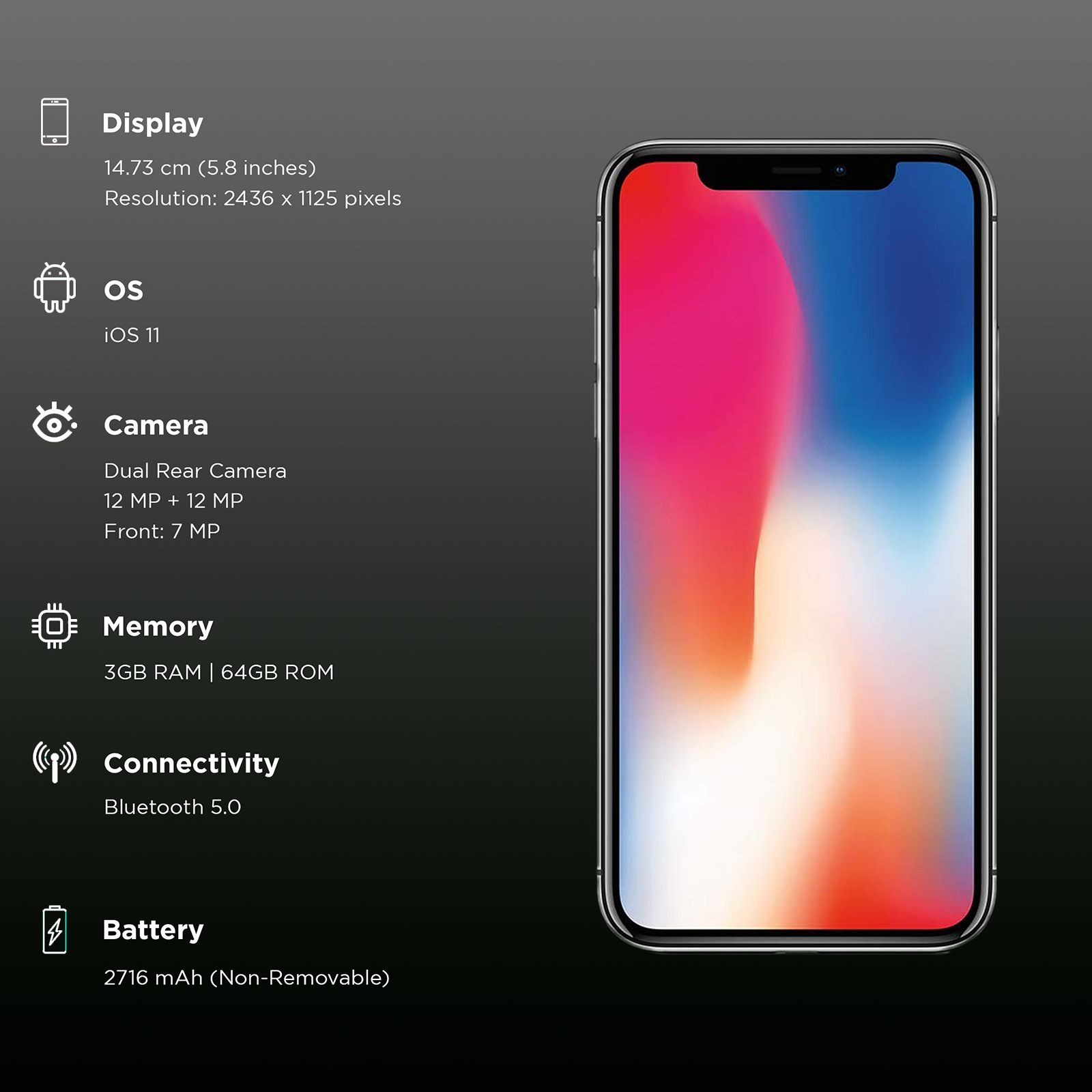 iPhone X Refurbished (64 GB, Space Grey) Online - Croma